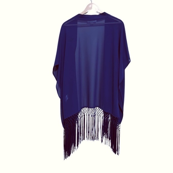 Michael Kors Fringe Cover-Up in Prussian Blue,‎ Size L/XL - Picture 3 of 3